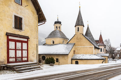 Winter. along the streets of san candido. snow atmosphere.