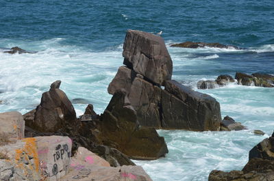 Scenic view of rocks in sea