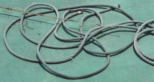 Close-up of rope tied on metal