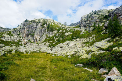 View from the corte della sassina alp to the pizzo campo tencia mountain range, switzerland