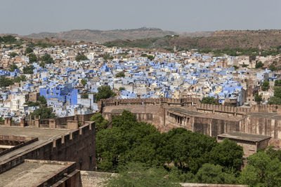 High angle view of historic building