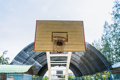 Low angle view of basketball hoop against sky