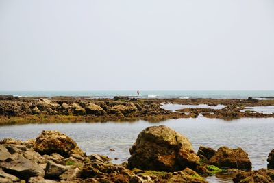 Scenic view of sea against clear sky