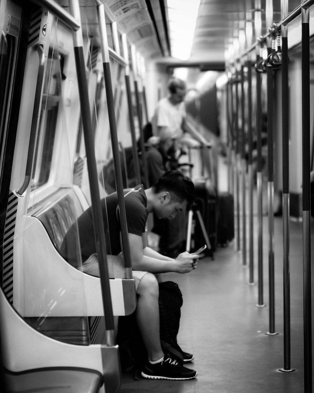 sitting, indoors, people, one person, adult, crowd, adults only, day