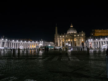 Illuminated buildings at night