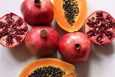 High angle view of fruits on table