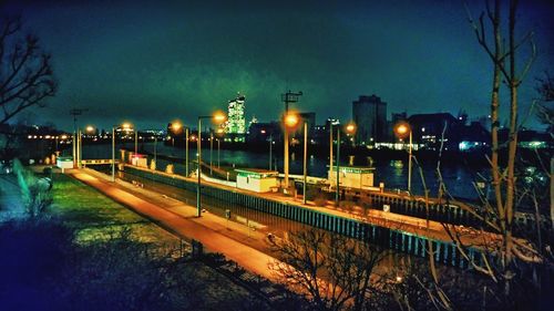 View of illuminated street light at night