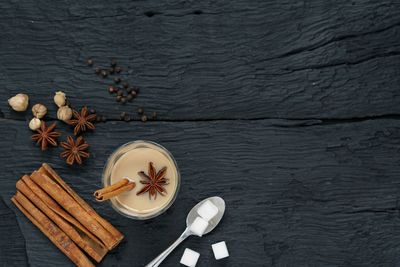 High angle view of food on table