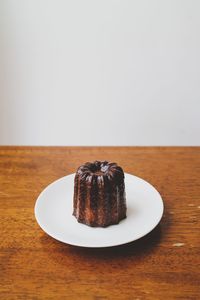 Close-up of cake in plate on table