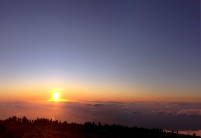 Scenic view of silhouette landscape against sky during sunset