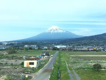 Scenic view of mountains against sky