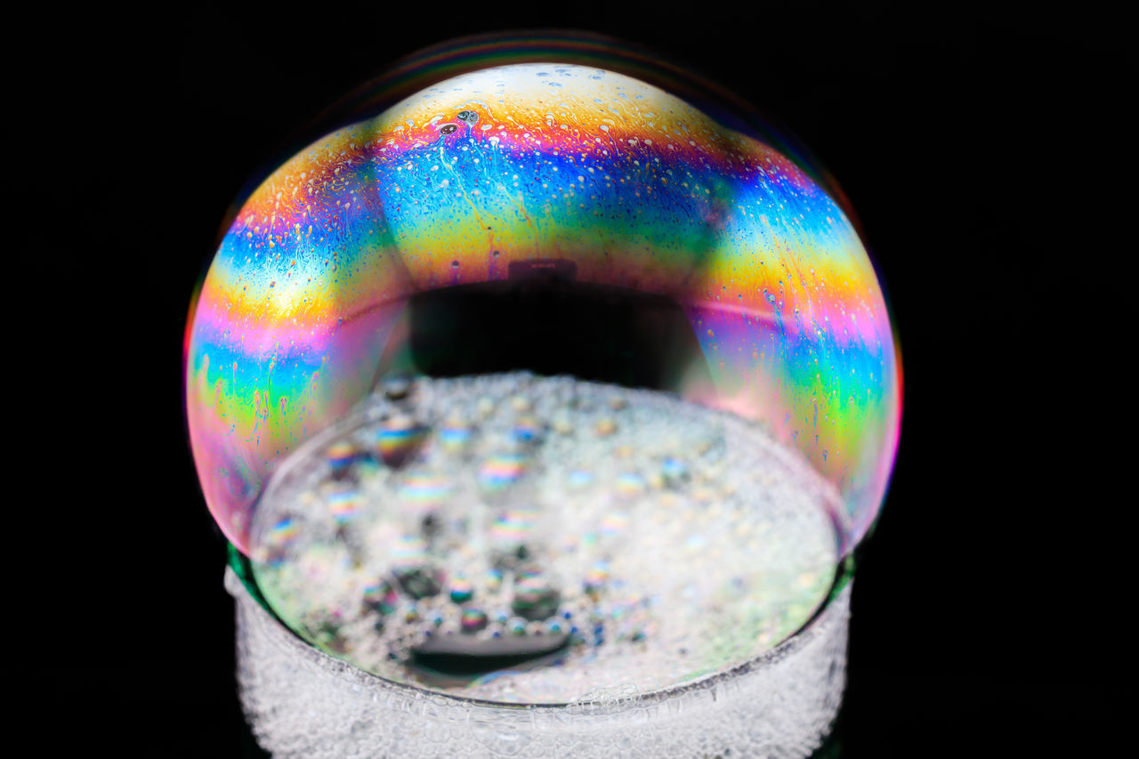 CLOSE-UP OF MULTI COLORED BUBBLES