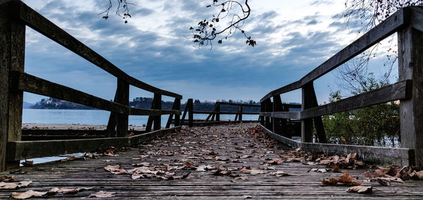 Surface level of railway bridge against sky