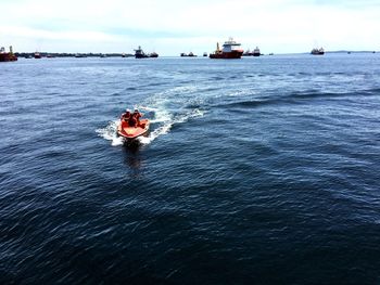 Boats in calm sea