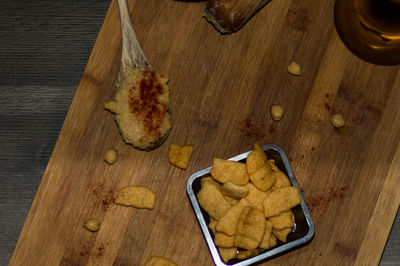 High angle view of food on table