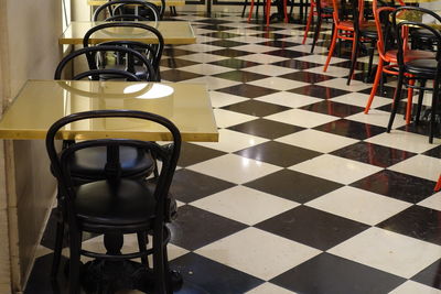 Chairs on tiled floor