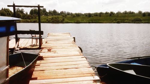 Wooden pier on lake