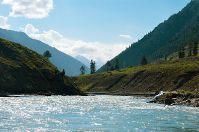 Scenic view of mountains against sky