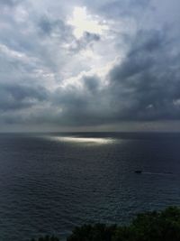 Scenic view of sea against cloudy sky