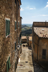 Alley overlooking the sea campiglia marittima tuscany italy