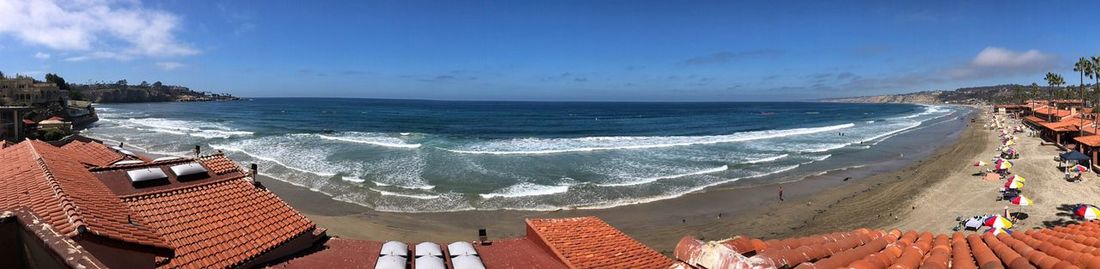 High angle view of beach against sky