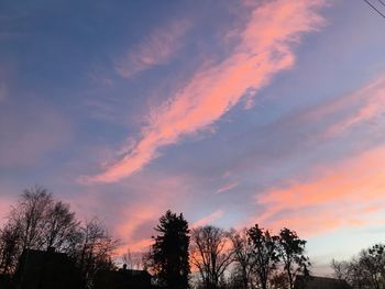 Low angle view of silhouette trees against sky at sunset