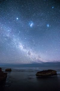 Scenic view of sea against sky at night