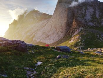 Scenic view of mountains against sky