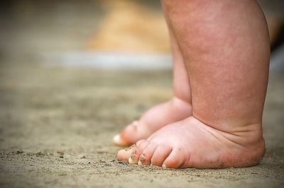 Low section of baby feet