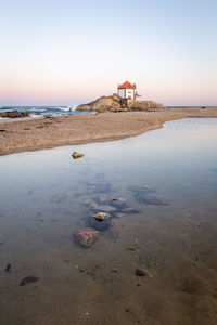 Scenic view of sea against clear sky