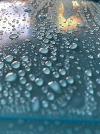 Full frame shot of raindrops on glass window