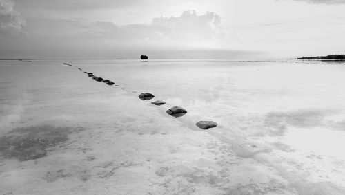 Scenic view of sea against sky during winter