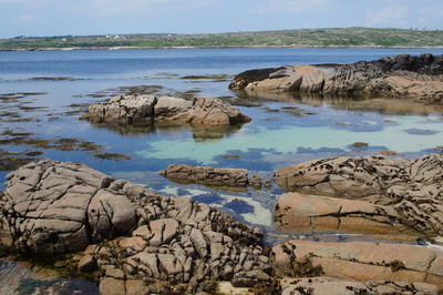 Scenic view of sea shore against sky