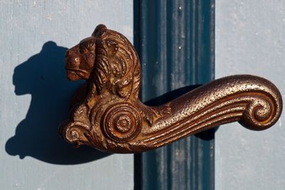 Lion shaped handle on door