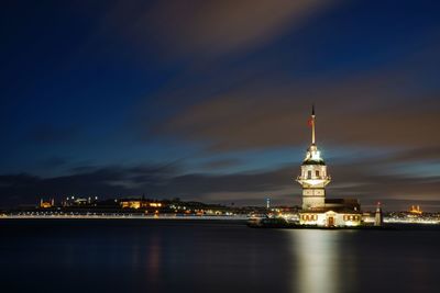 Illuminated buildings in city at night