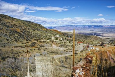 Panoramic view of landscape and buildings against sky