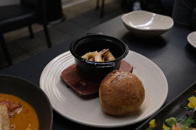 Close-up of food in plate on table