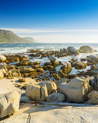 Scenic view of sea against clear sky