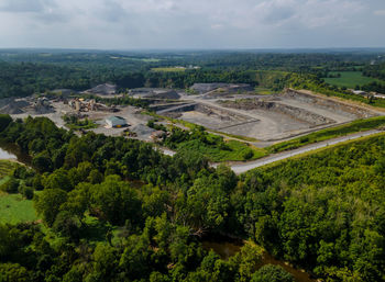 High angle view of townscape against sky