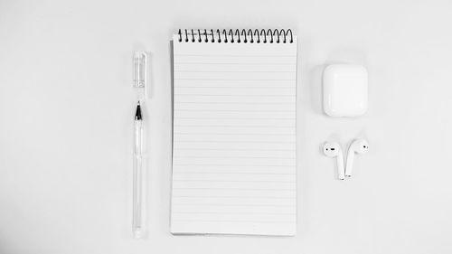 High angle view of pen against white background