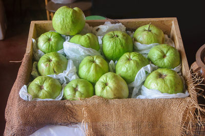 High angle view of fruits in basket