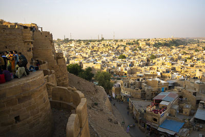 High angle view of townscape against sky