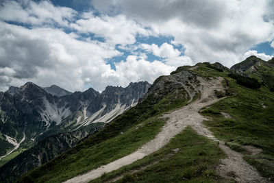 Scenic view of mountains against sky