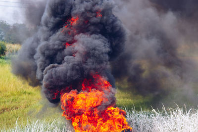 Bonfire on field