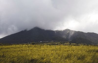 Scenic view of landscape against cloudy sky