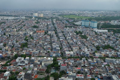 High angle view of townscape against sky