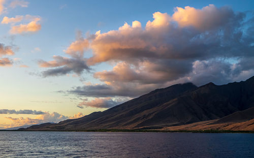 Scenic view of sea against sky during sunset