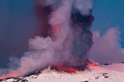 Panoramic view of volcanic mountain against sky