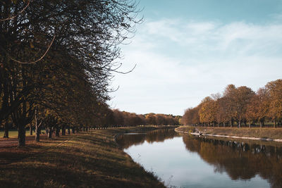 Scenic view of lake against sky during autumn