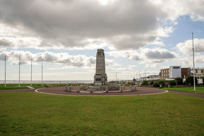 View of building against cloudy sky